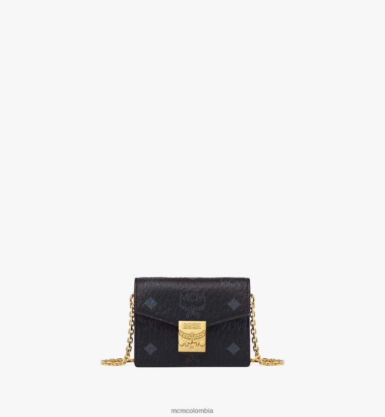 mujer negro tarjetero tracy chain en visetos ASD34399 MCM bolsas